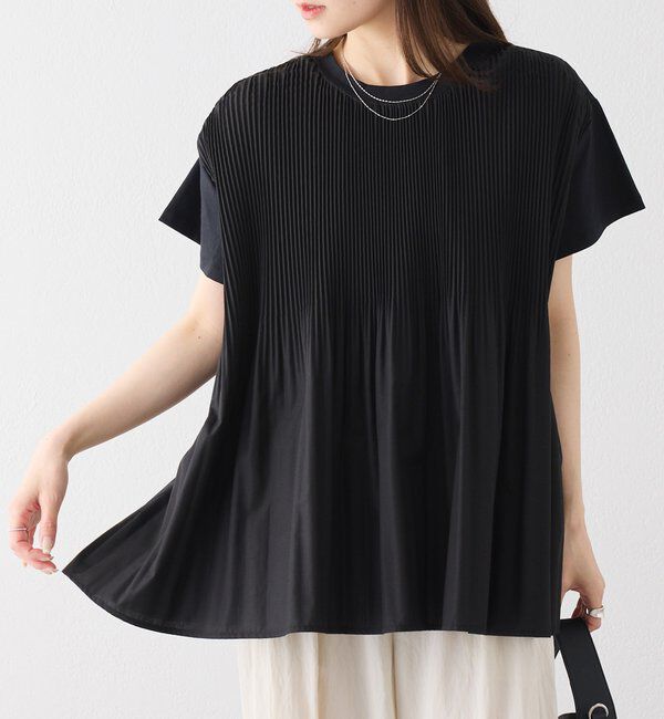  「《リバイバル》【WEB限定/Du noir】フロントプリーツTシャツ」|シャツ・ブラウス|ブラック
