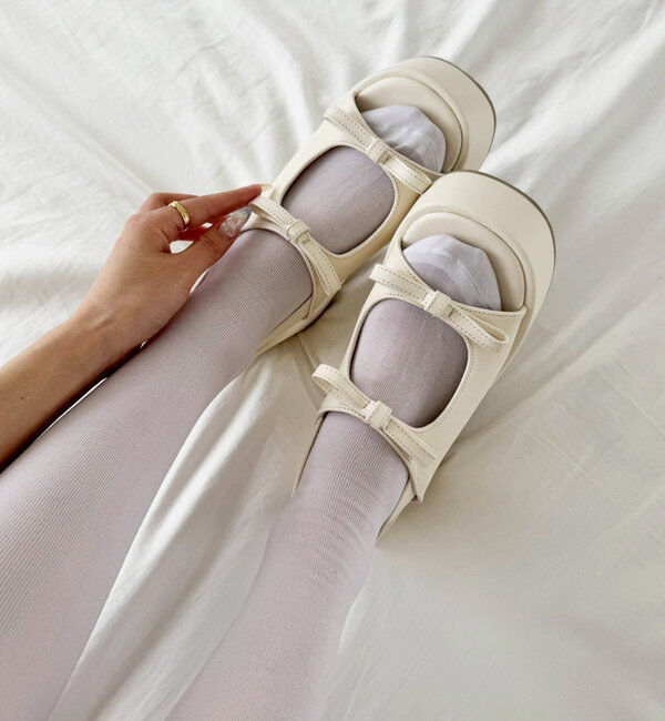  「マイナス３キロ見えリボンサンダル」|その他|アイボリー
