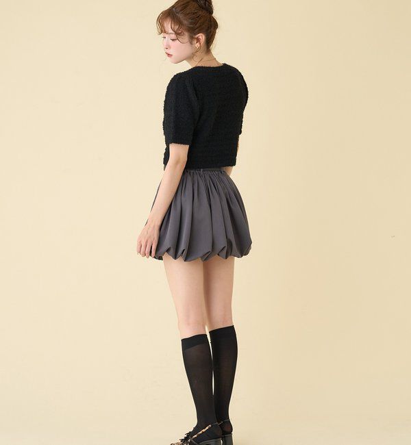  「ベルト付きプリーツバルーンミニスカート」|スカート|