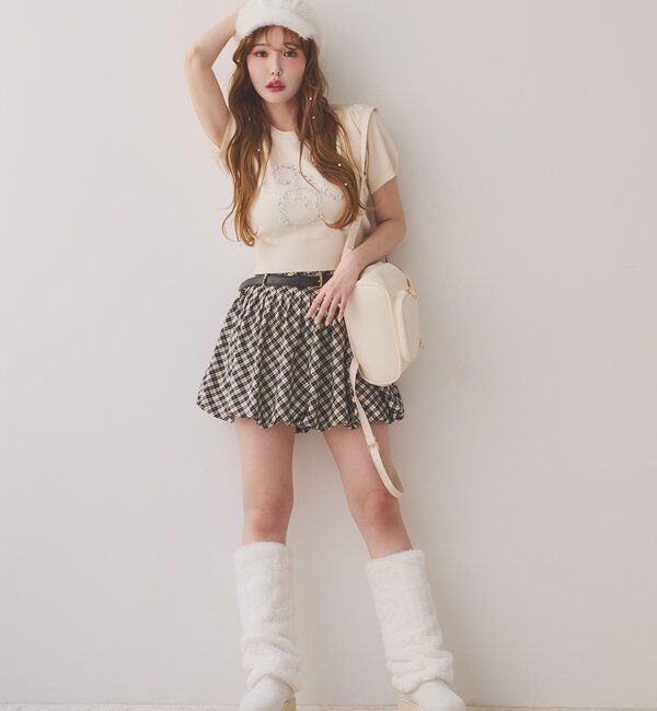  「ベルト付きプリーツバルーンミニスカート」|スカート|