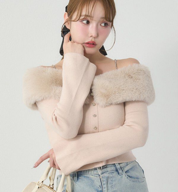  「【REVIVAL】ビジューファーニット」|ニット・セーター|