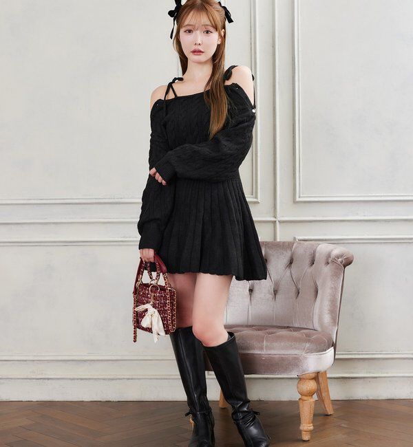  「ケーブルニットミニワンピ」|ワンピース|