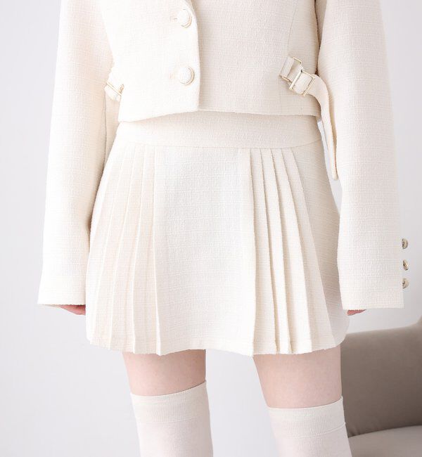  「【SMサイズ展開あり】ツイードプリーツミニスカート」|スカート|