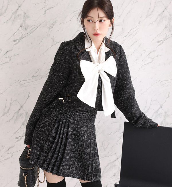  「【SMサイズ展開あり】ツイードプリーツミニスカート」|スカート|