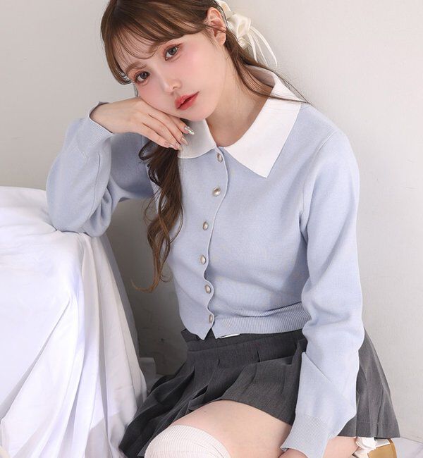  「配色襟付きニット」|ニット・セーター|