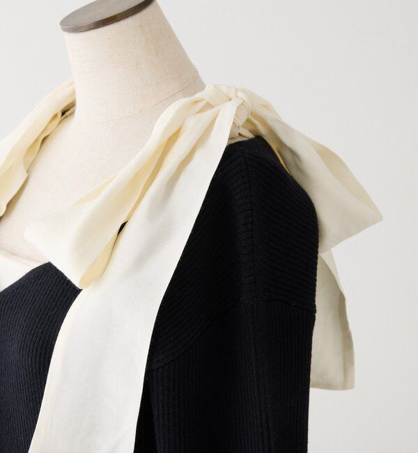  「【肩リボン取り外し可能】カーディガンセット２枚セットワンピ」|ワンピース|