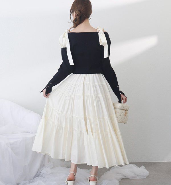  「【肩リボン取り外し可能】カーディガンセット２枚セットワンピ」|ワンピース|