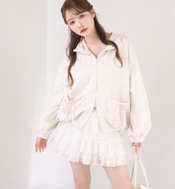  「ドロストリボンポケット付きマウンテンパーカー」|ダウンベスト・ベスト|