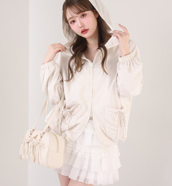  「ドロストリボンポケット付きマウンテンパーカー」|ダウンベスト・ベスト|