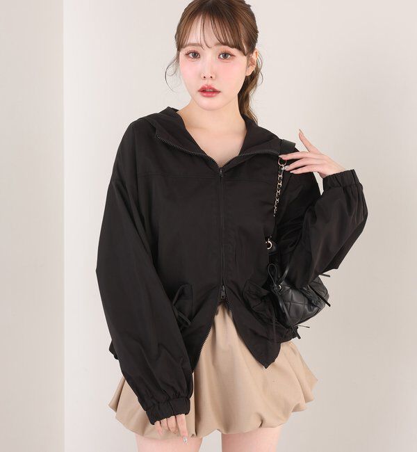  「ドロストリボンポケット付きマウンテンパーカー」|ダウンベスト・ベスト|