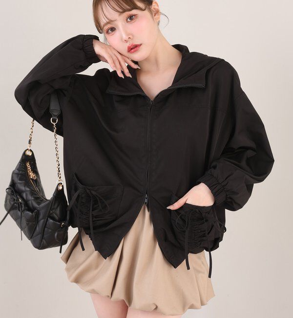  「ドロストリボンポケット付きマウンテンパーカー」|ダウンベスト・ベスト|