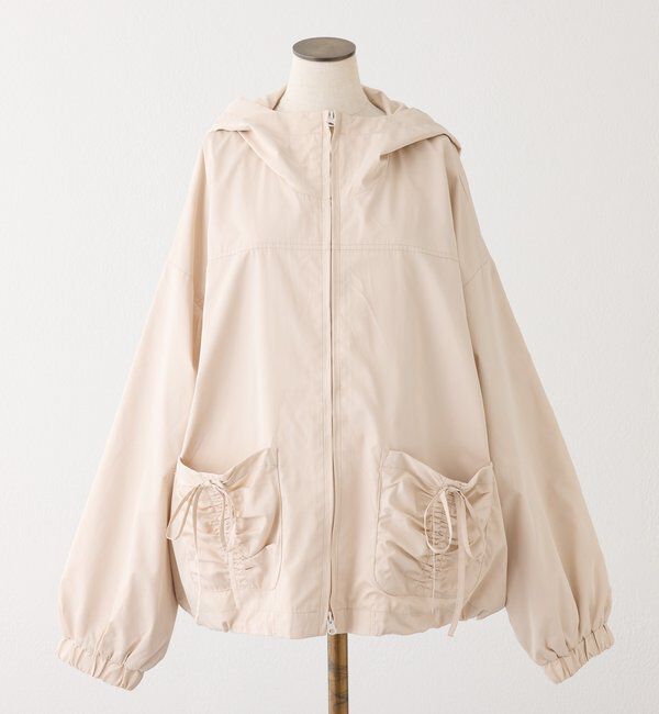  「ドロストリボンポケット付きマウンテンパーカー」|ダウンベスト・ベスト|