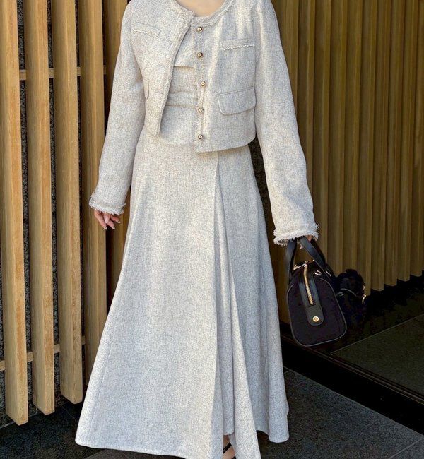  「【miyabi企画】フリルツイードキャミワンピ」|その他|