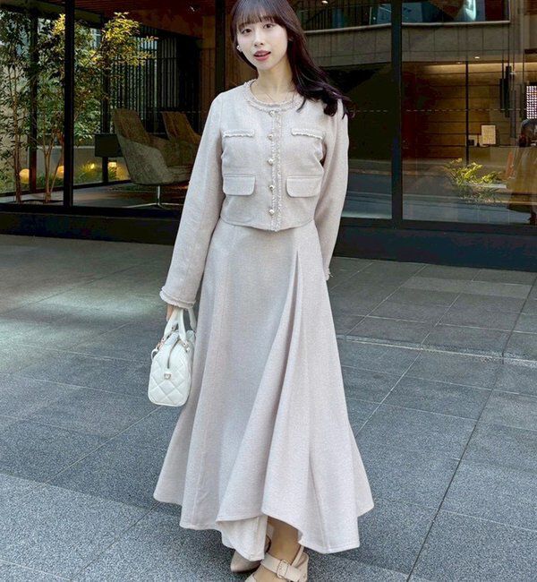  「【miyabi企画】パール釦ツイードノーカラージャケット」|テーラードジャケット|