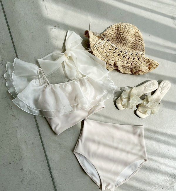  「swimwear/肩リボンワンショル+フレアミニスカート(3点セット)」|その他|