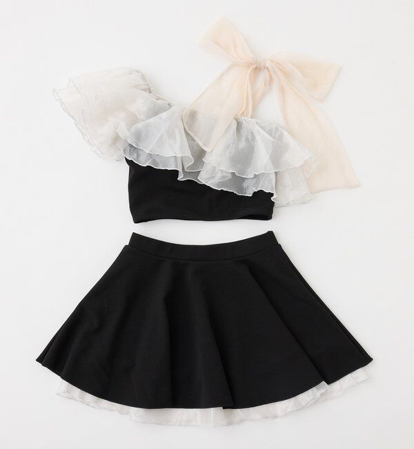  「swimwear/肩リボンワンショル+フレアミニスカート(3点セット)」|その他|