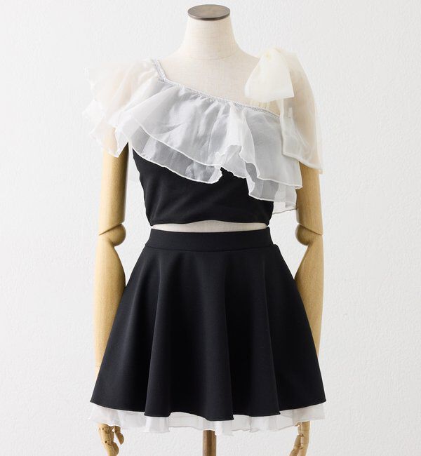  「swimwear/肩リボンワンショル+フレアミニスカート(3点セット)」|その他|