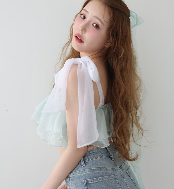  「swimwear/肩リボンワンショル+フレアミニスカート(3点セット)」|その他|