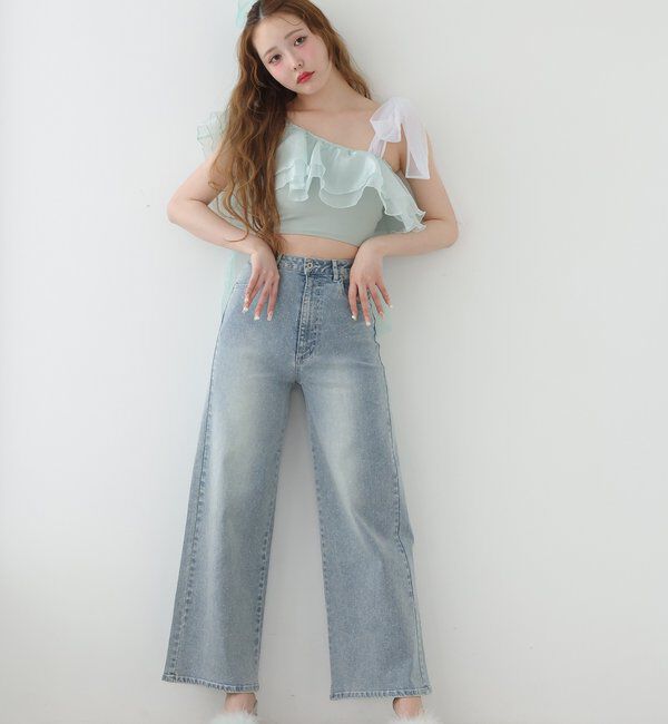  「swimwear/肩リボンワンショル+フレアミニスカート(3点セット)」|その他|