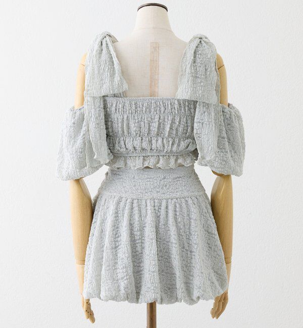  「swimwear/シャーリングオフショル+バルーンミニスカート（3点セット)」|その他|