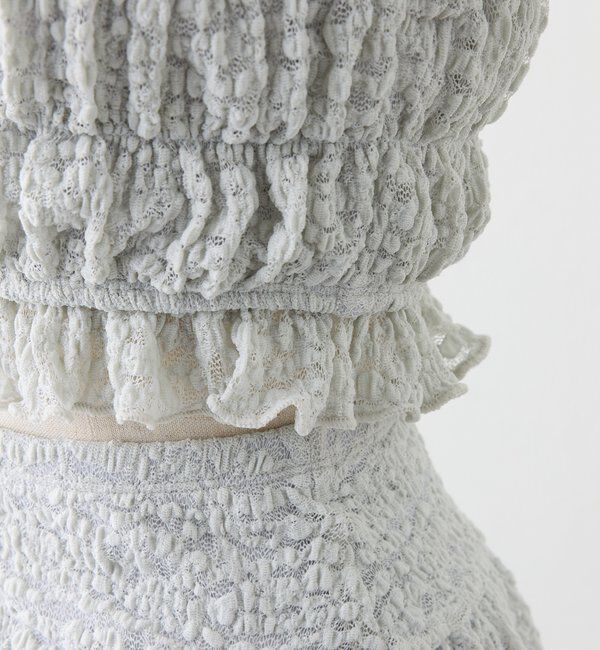  「swimwear/シャーリングオフショル+バルーンミニスカート（3点セット)」|その他|