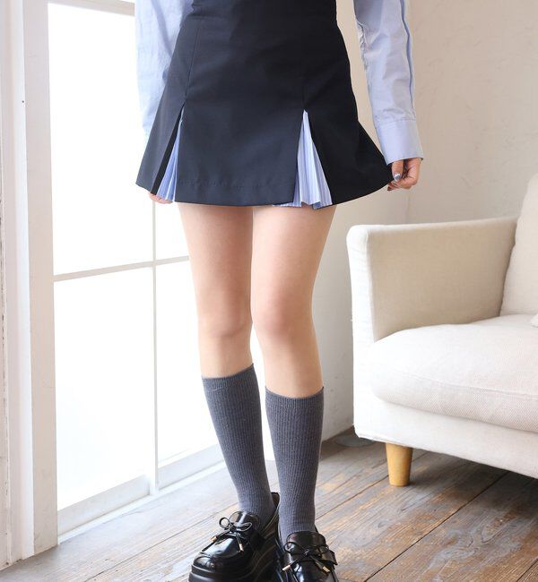  「【セットアップ可能】配色プリーツスカート/SMサイズ展開あり」|スカート|