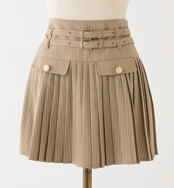  「【SMサイズ展開あり】ダブルベルト付きプリーツミニスカ－ト」|スカート|
