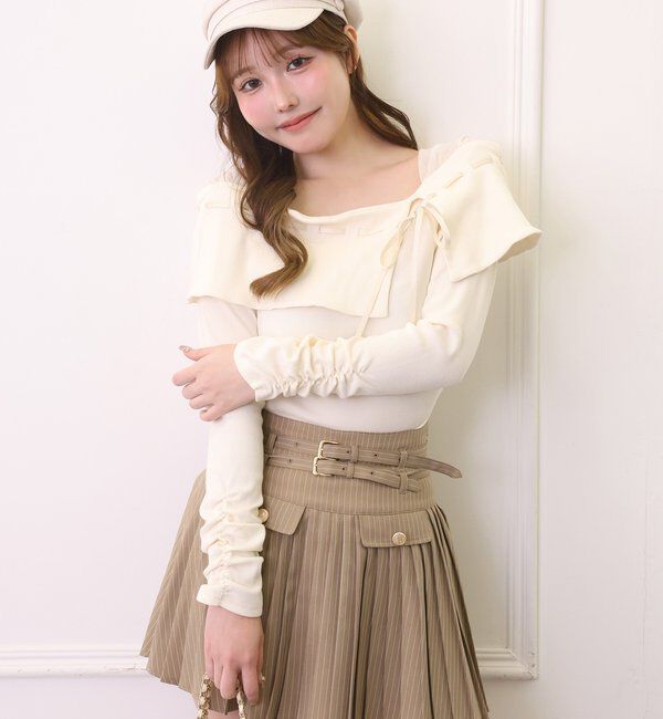  「【SMサイズ展開あり】ダブルベルト付きプリーツミニスカ－ト」|スカート|