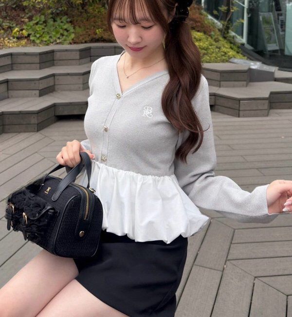  「ロゴ刺繍入りバルーントップス」|ニット・セーター|