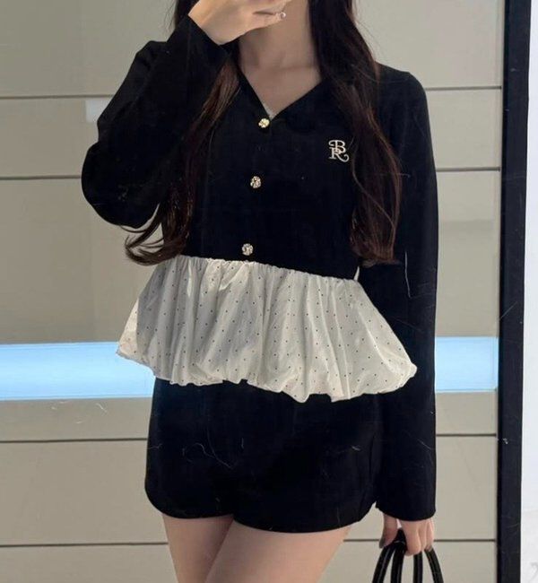  「ロゴ刺繍入りバルーントップス」|ニット・セーター|