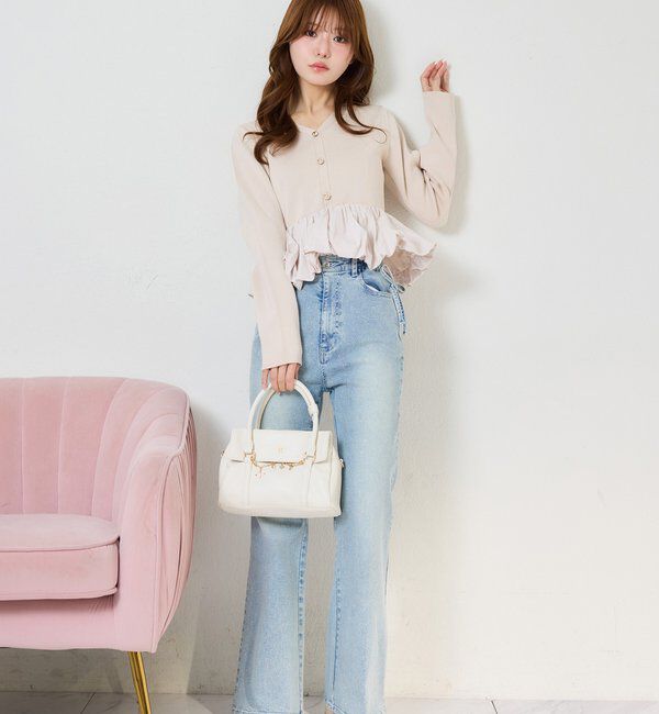  「ロゴ刺繍入りバルーントップス」|ニット・セーター|