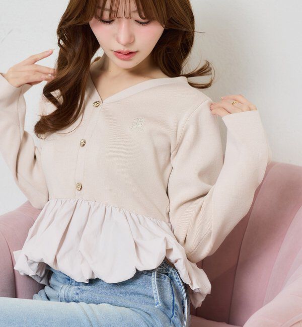  「ロゴ刺繍入りバルーントップス」|ニット・セーター|
