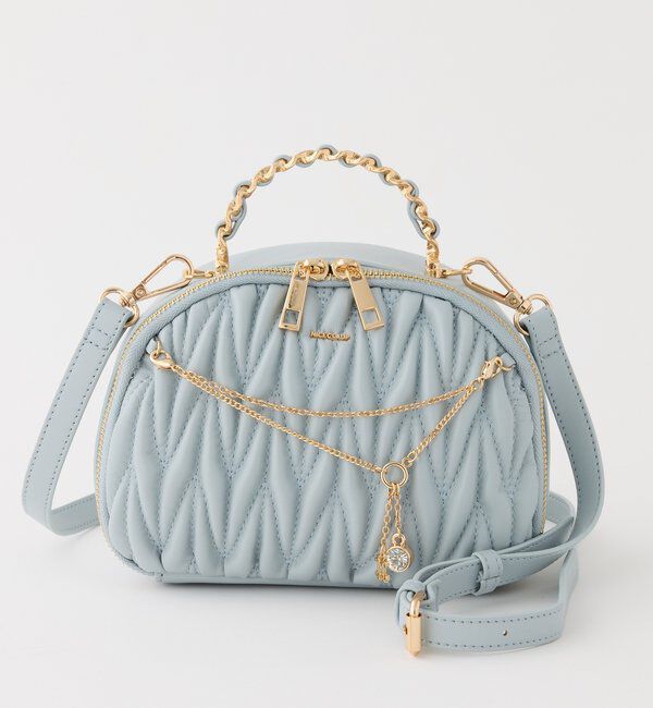  「キルティングハーフムーンミニバッグ」|ショルダー・メッセンジャー|サックスブルー