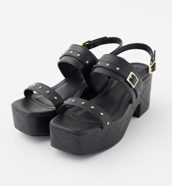  「ビジュー付キルティングソールサンダル」|その他|