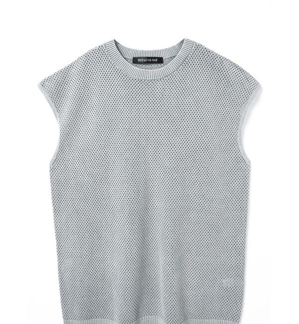 mizuiro ind「mizuiro ind ストーンウォッシュメッシュロングベスト」|ベスト・ジレ|