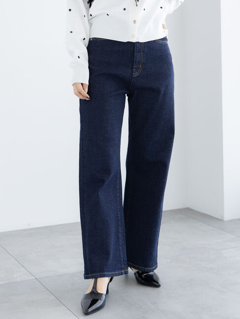 Te chichi「ワイドシルエットデニムパンツ」|その他|ネイビー