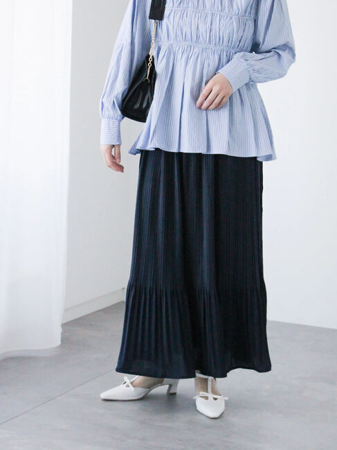 Te chichi TERRASSE「【選べる着丈】消しプリーツスカート」|スカート|ネイビー