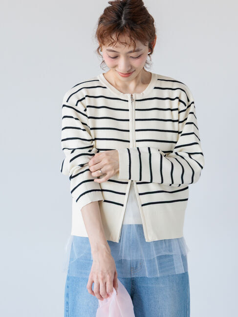 Lugnoncure「ダブルジップクルーネックカーディガン《2025spring catalog item》」|カーディガン|