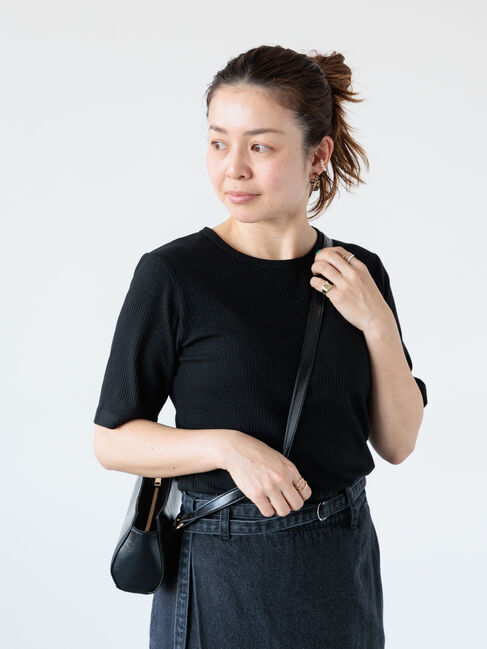 Lugnoncure「【抗菌防臭】クルーネックリブTシャツ」|Tシャツ・カットソー|ブラック