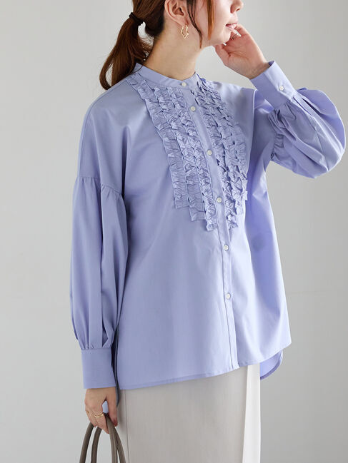 Te chichi「【宮本茉由着用】フロントフリルブラウス」|シャツ・ブラウス|サックスブルー