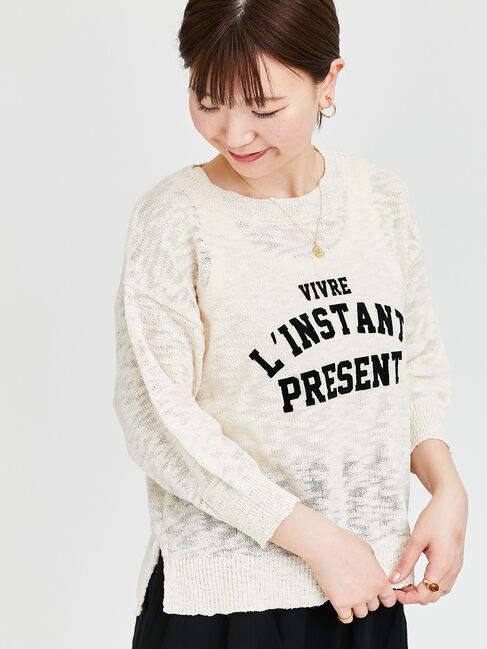 Lugnoncure「フロッキープリントスラブロゴニット」|ニット・セーター|オフホワイト