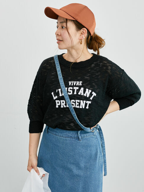 Lugnoncure「フロッキープリントスラブロゴニット」|ニット・セーター|ブラック