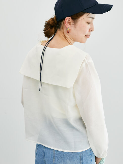 Lugnoncure「セーラーカラーシアーシャツ《2025summer catalog item》」|シャツ・ブラウス|オフホワイト