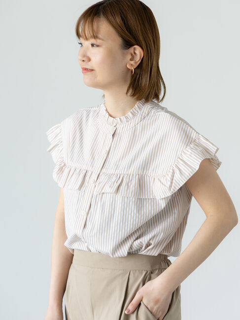 Lugnoncure「【イージーケア】無地/柄アソートフリルブラウス」|シャツ・ブラウス|