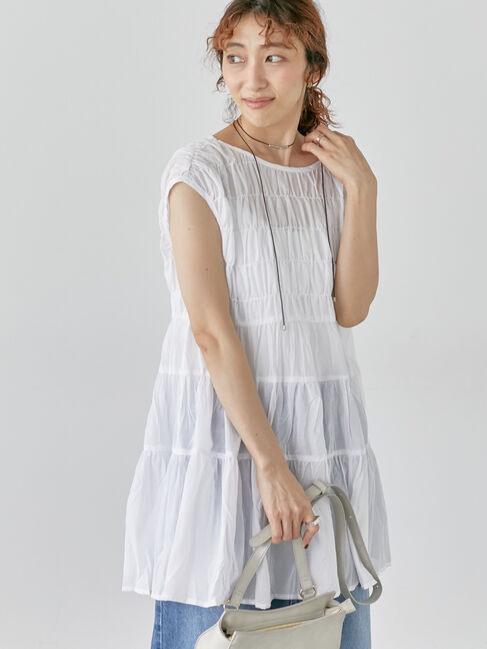 Lugnoncure「シャーリングティアードブラウス《2025summer catalog item》」|シャツ・ブラウス|オフホワイト