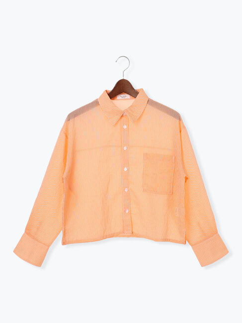 Te chichi TERRASSE「ストライプクロップドシアーシャツ」|シャツ・ブラウス|オレンジ