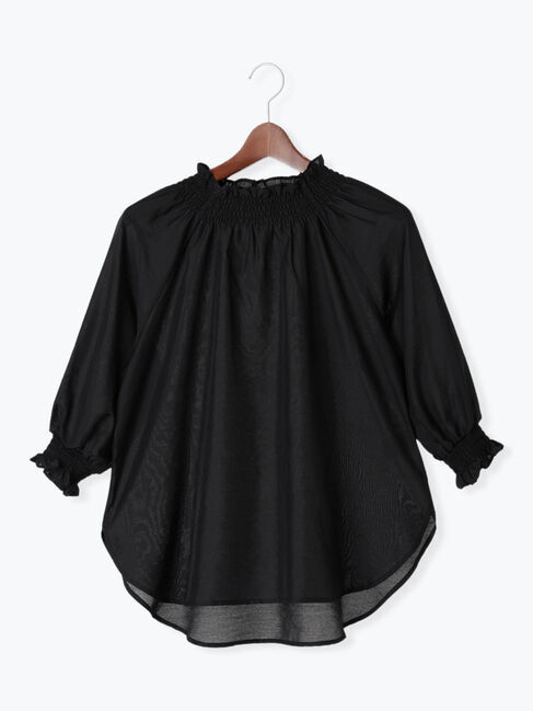 Te chichi TERRASSE「シャーリングネックブラウス」|シャツ・ブラウス|ブラック