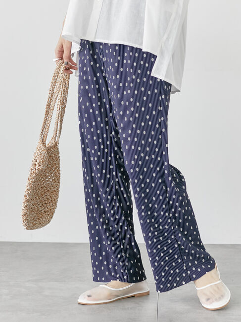 Lugnoncure「【セルフカット】無地/柄アソートプリーツパンツ」|その他|ネイビー