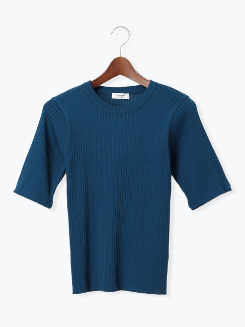 Te chichi TERRASSE「ハーフスリーブクルーネックリブニット」|ニット・セーター|