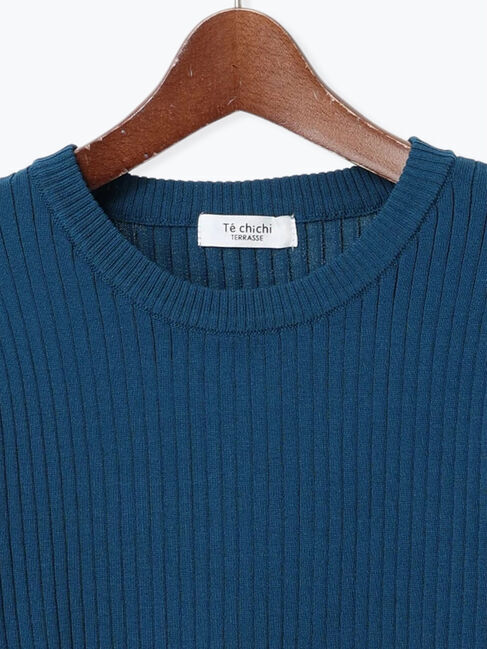 Te chichi TERRASSE「ハーフスリーブクルーネックリブニット」|ニット・セーター|